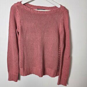 Lauren Ralph Lauren Size S Petite Pink Boat Neck Open Knot Sweater